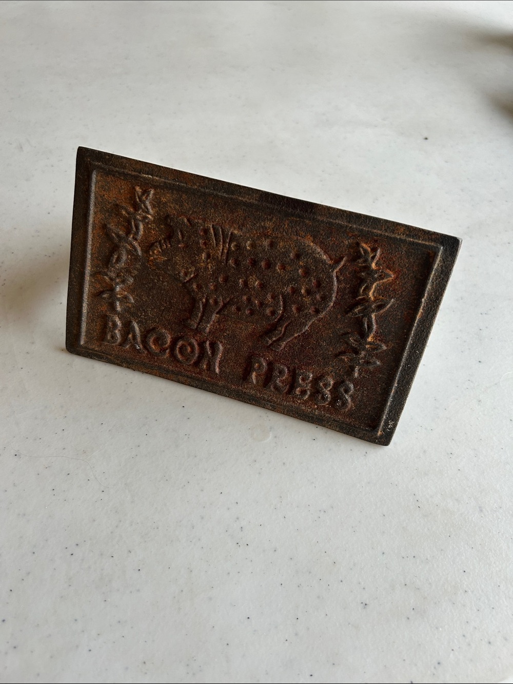 Antique Bacon Press Cast Iron Decorative Press - Brown Rustic Finish